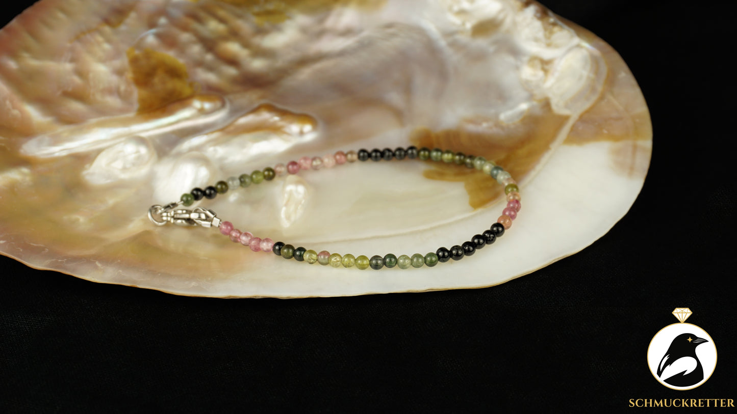 Multi-Turmalin Armband mit Edelstahl Verschluss