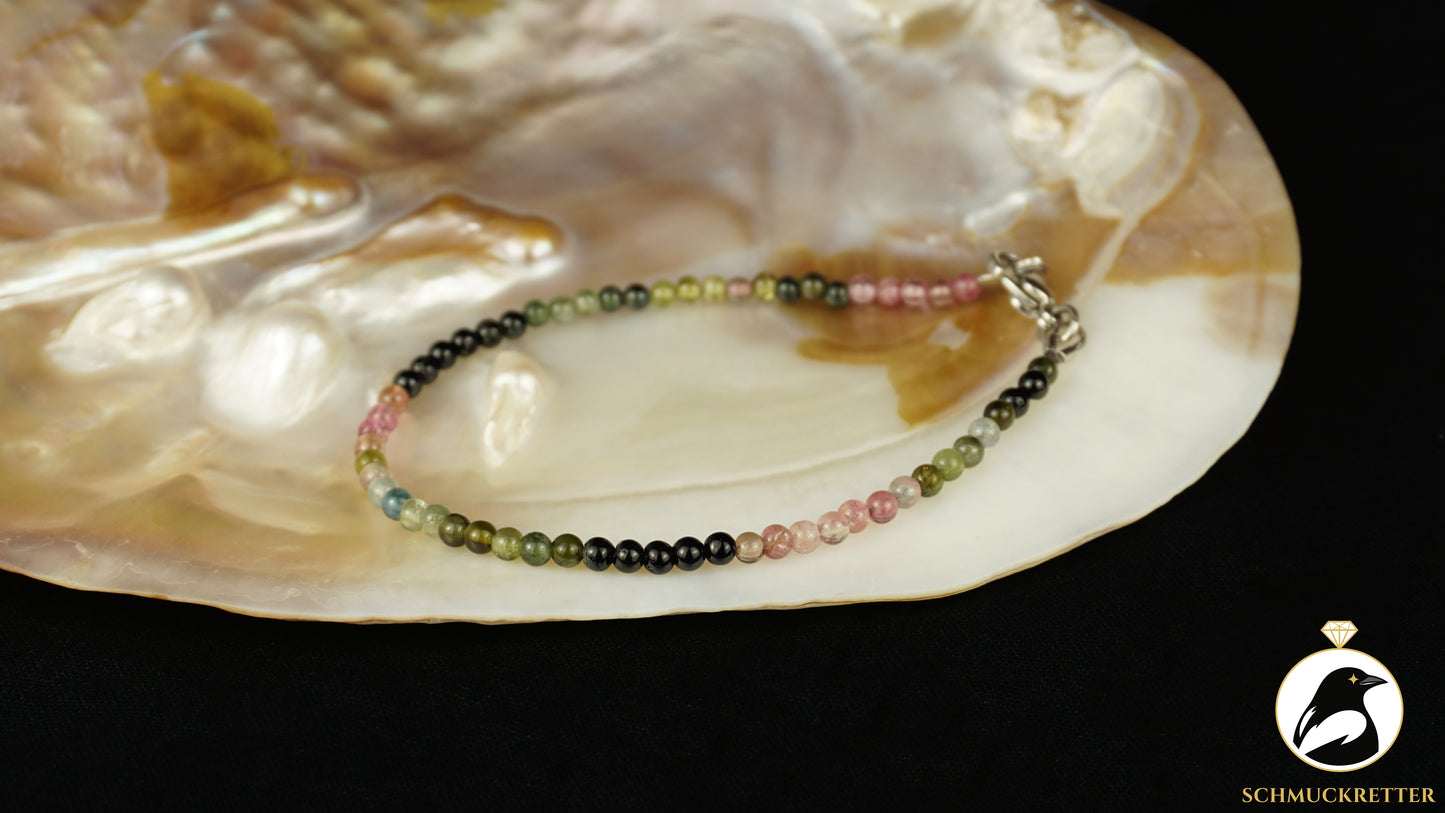 Multi-Turmalin Armband mit Edelstahl Verschluss