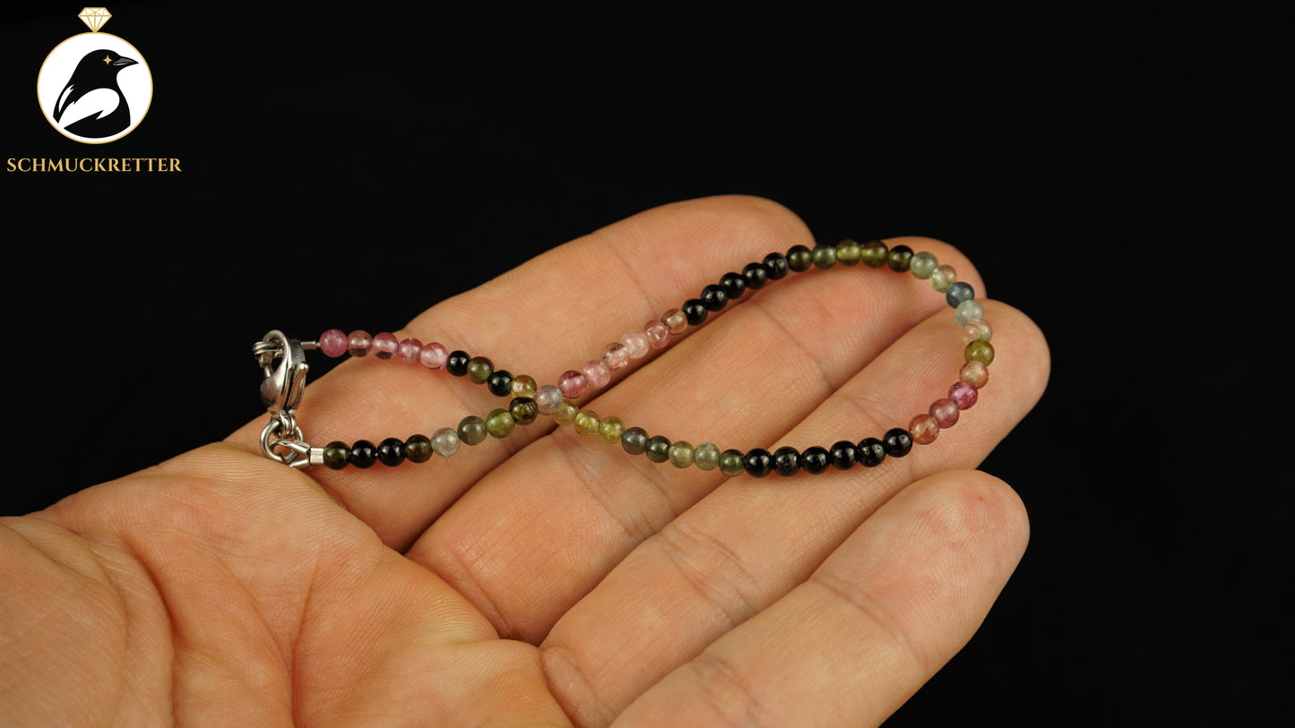 Multi-Turmalin Armband mit Edelstahl Verschluss