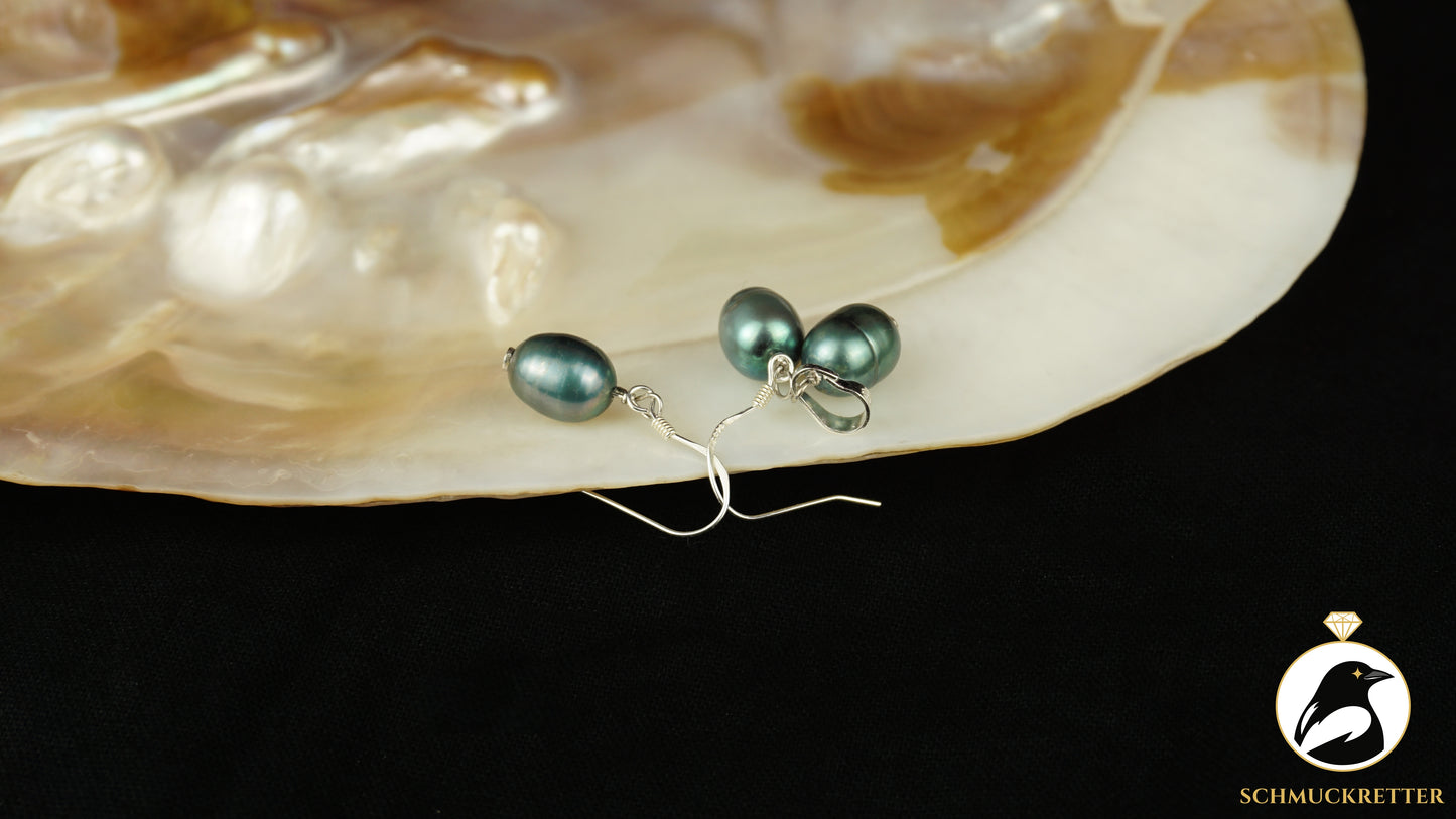 Süßwasserperlen Set - 925 Silber - Anhänger + Ohrringe