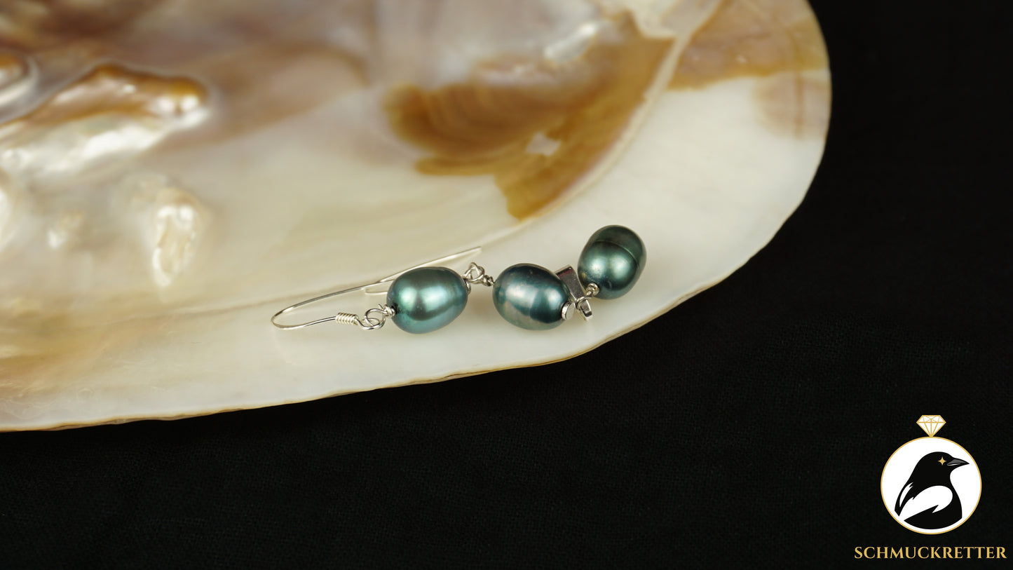 Süßwasserperlen Set - 925 Silber - Anhänger + Ohrringe