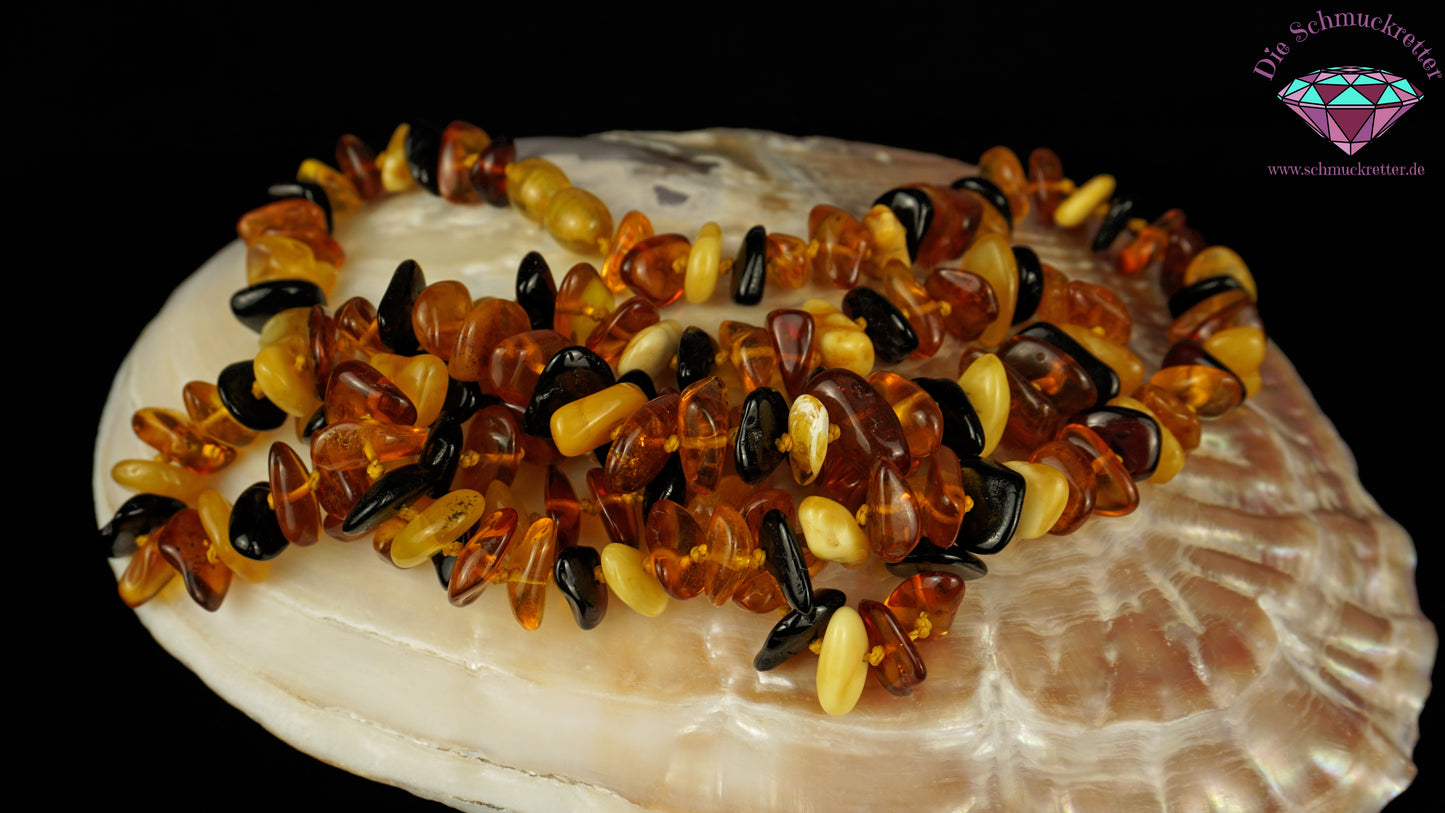 Mehrfarbige Bernsteinkette mit Drehverschluss, 83,5cm