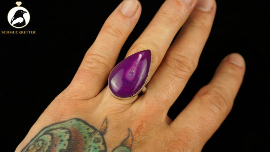 Dunkellila Achat Ring- versilberte Fassung, Gr. 57, SALE