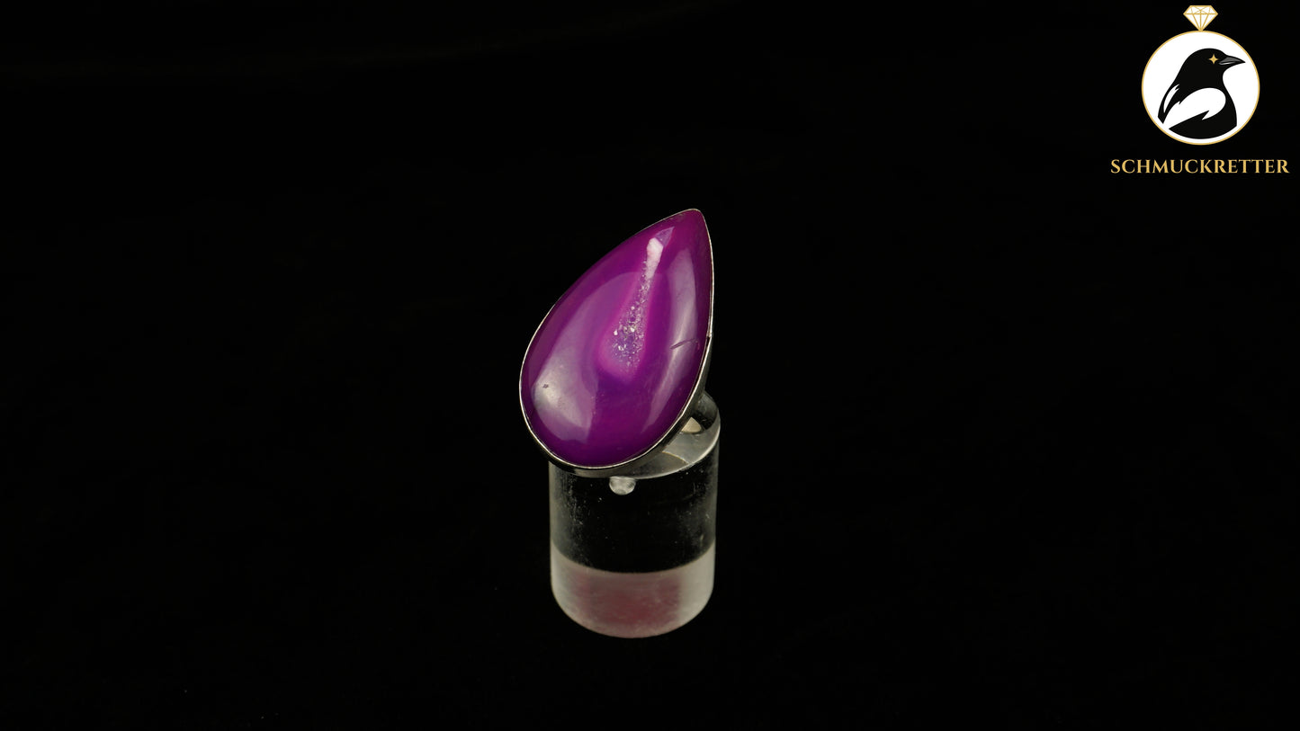 Dunkellila Achat Ring- versilberte Fassung, Gr. 57, SALE