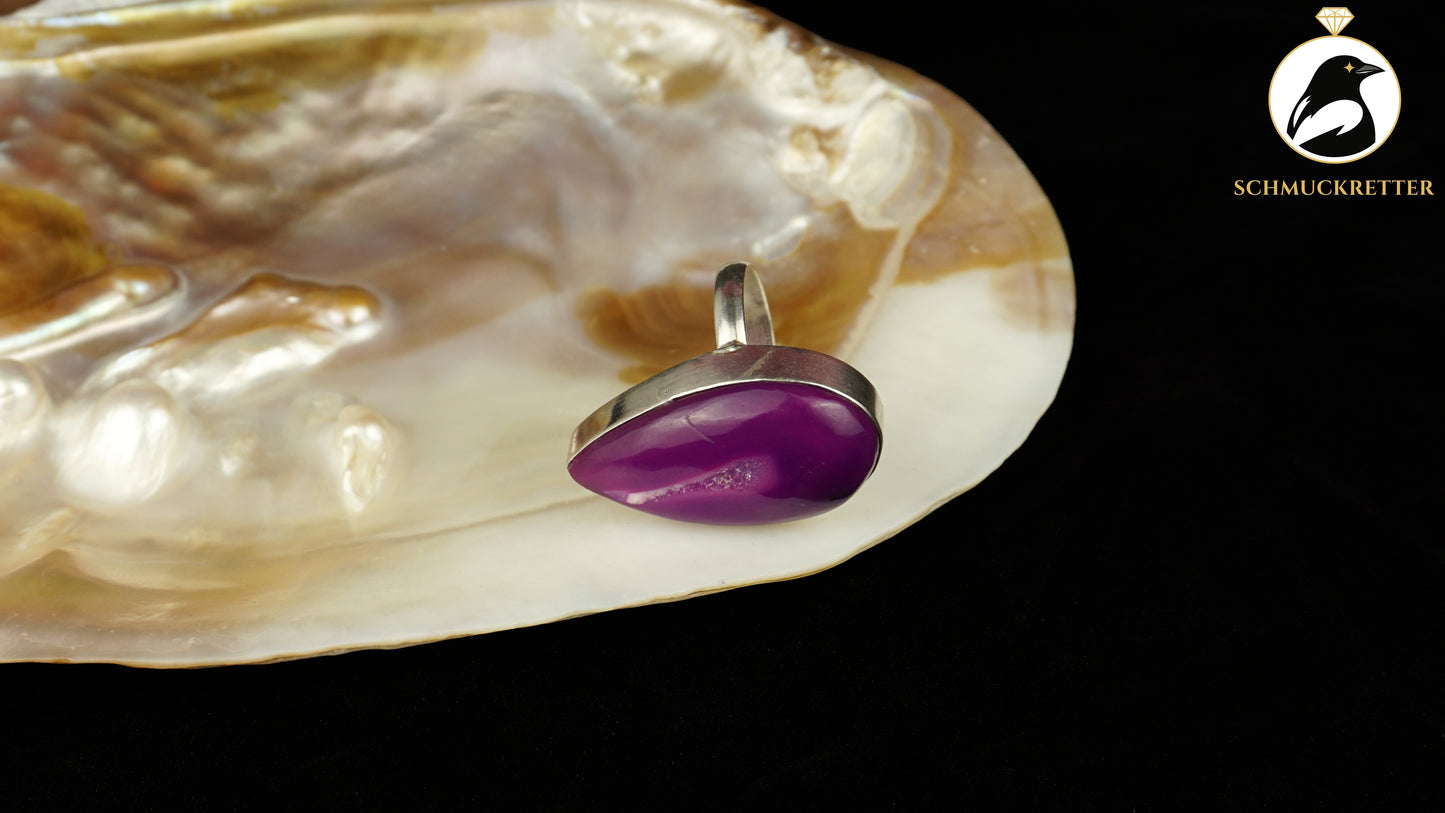 Dunkellila Achat Ring- versilberte Fassung, Gr. 57, SALE
