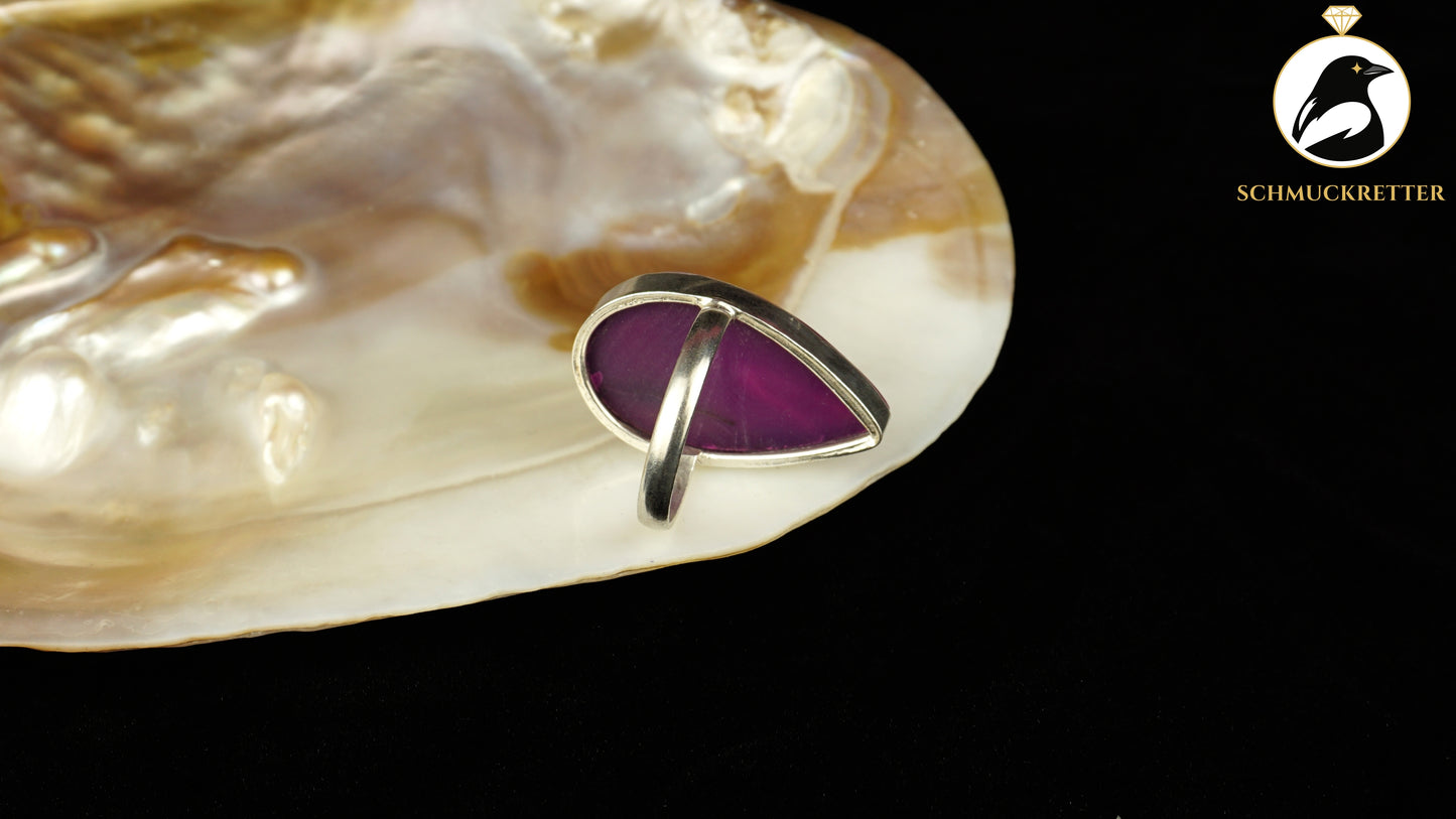 Dunkellila Achat Ring- versilberte Fassung, Gr. 57, SALE