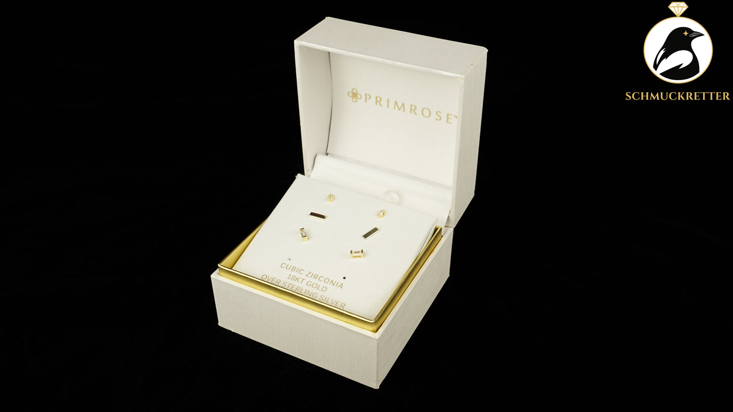 Set aus vergoldeten 925 Silber Ohrstecker mit Zirkonia, SALE
