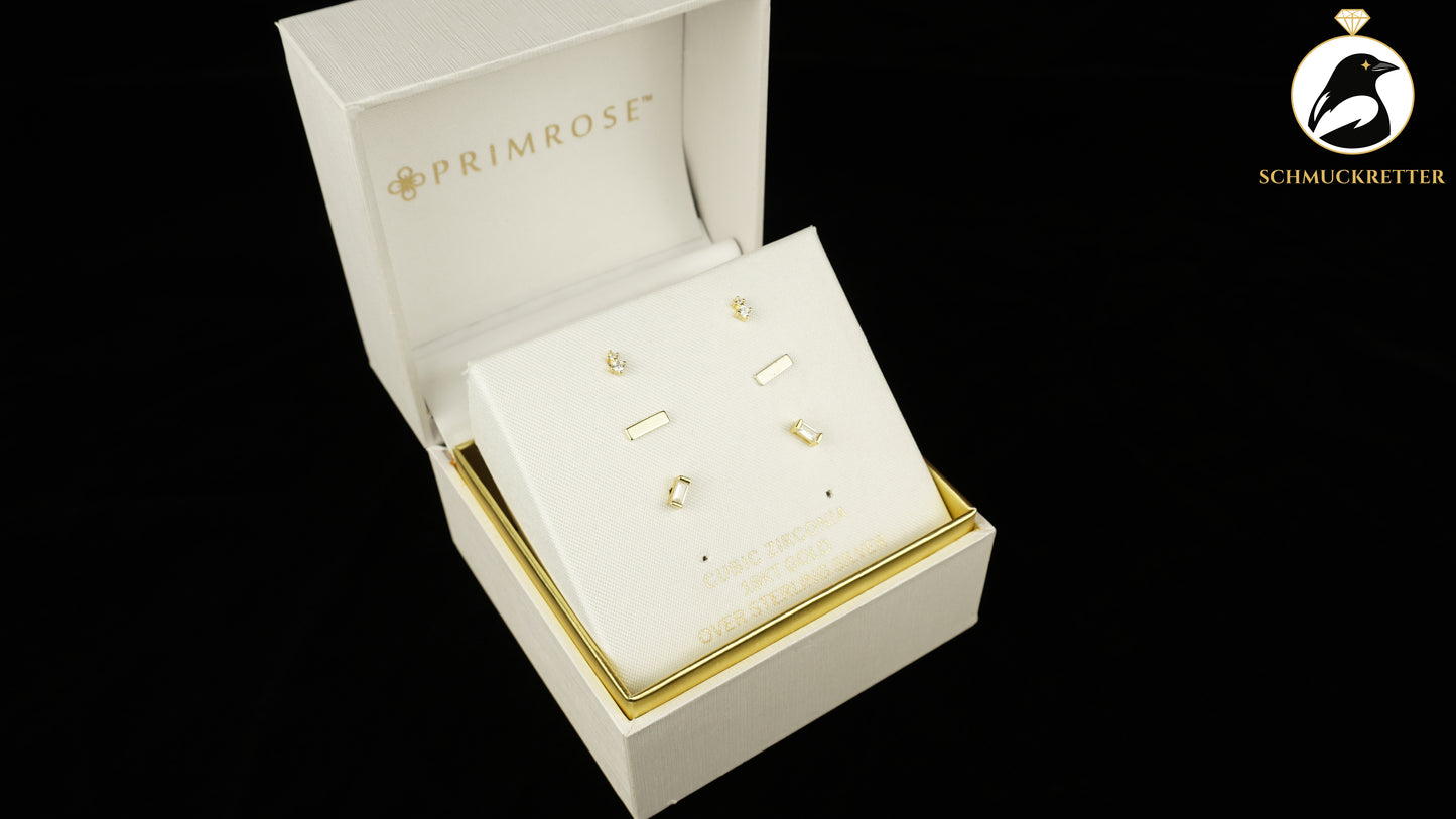 Set aus vergoldeten 925 Silber Ohrstecker mit Zirkonia, SALE