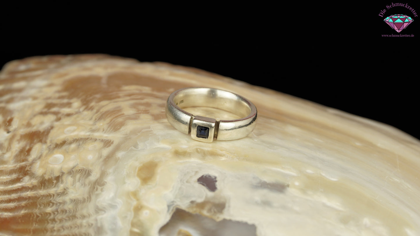 Ring von Bastian Inverun aus 925 Silber mit blauem Saphir - Gr. 53, SALE