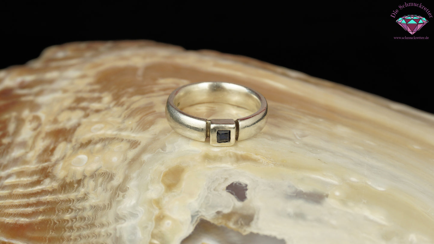 Ring von Bastian Inverun aus 925 Silber mit blauem Saphir - Gr. 53, SALE