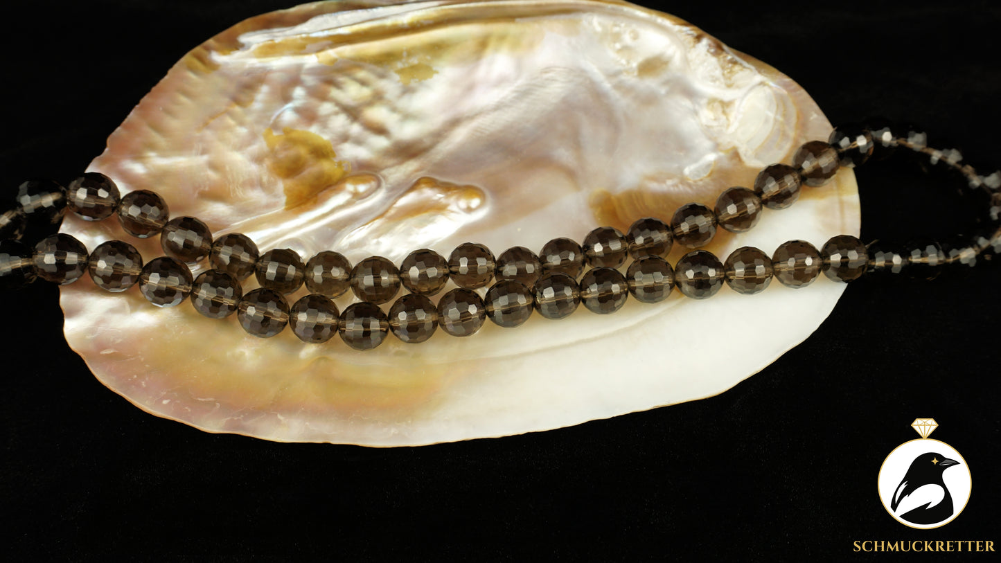 Facettierte Rauchquarz Kette - 925 Silber, SALE