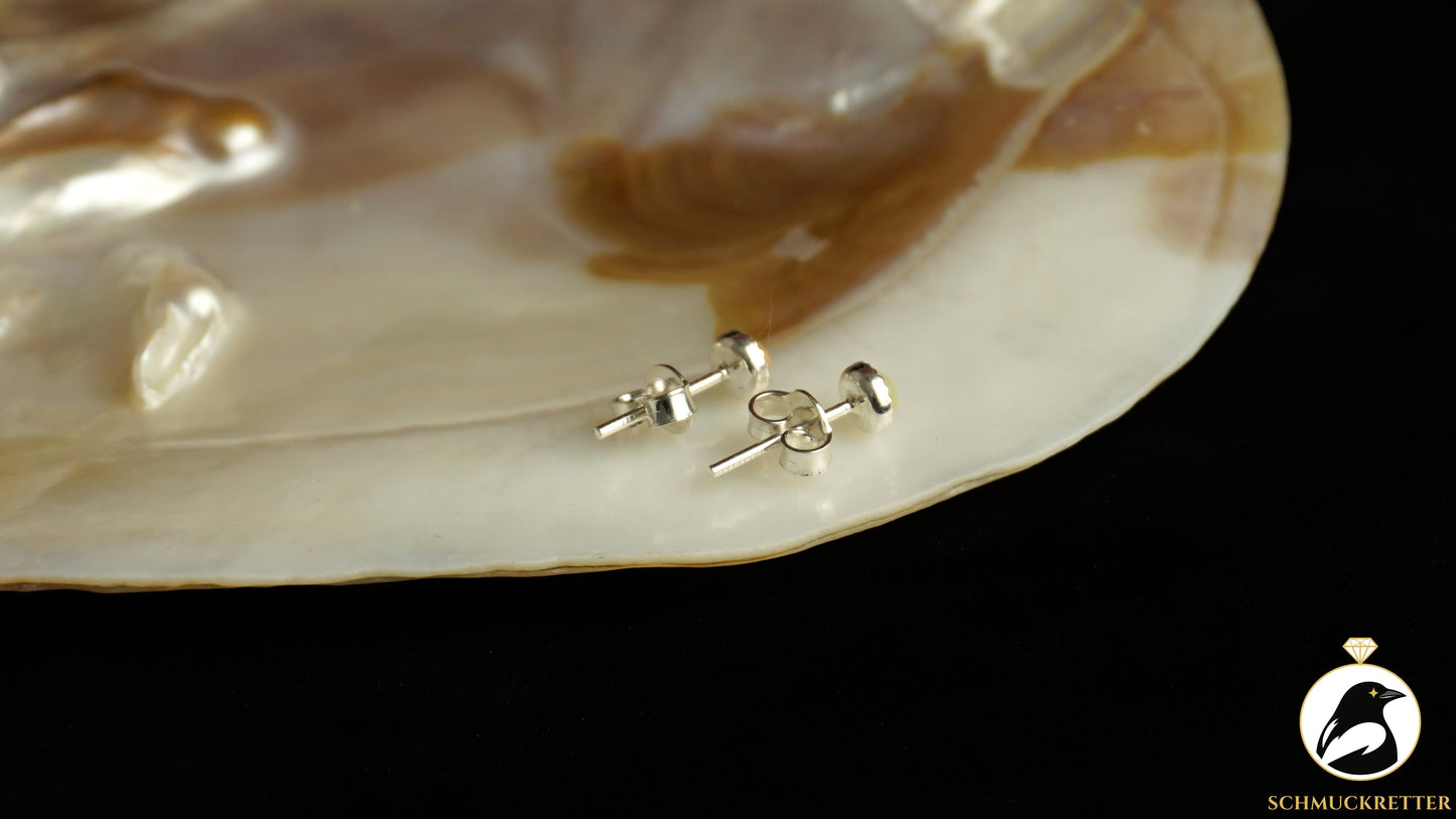 Gelbe Opal Ohrstecker aus 925 Silber (mit Orange- und Grüntönen)