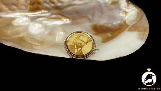 Antike Fotobrosche um 1900 – Jugendstil, Double Gold, SALE
