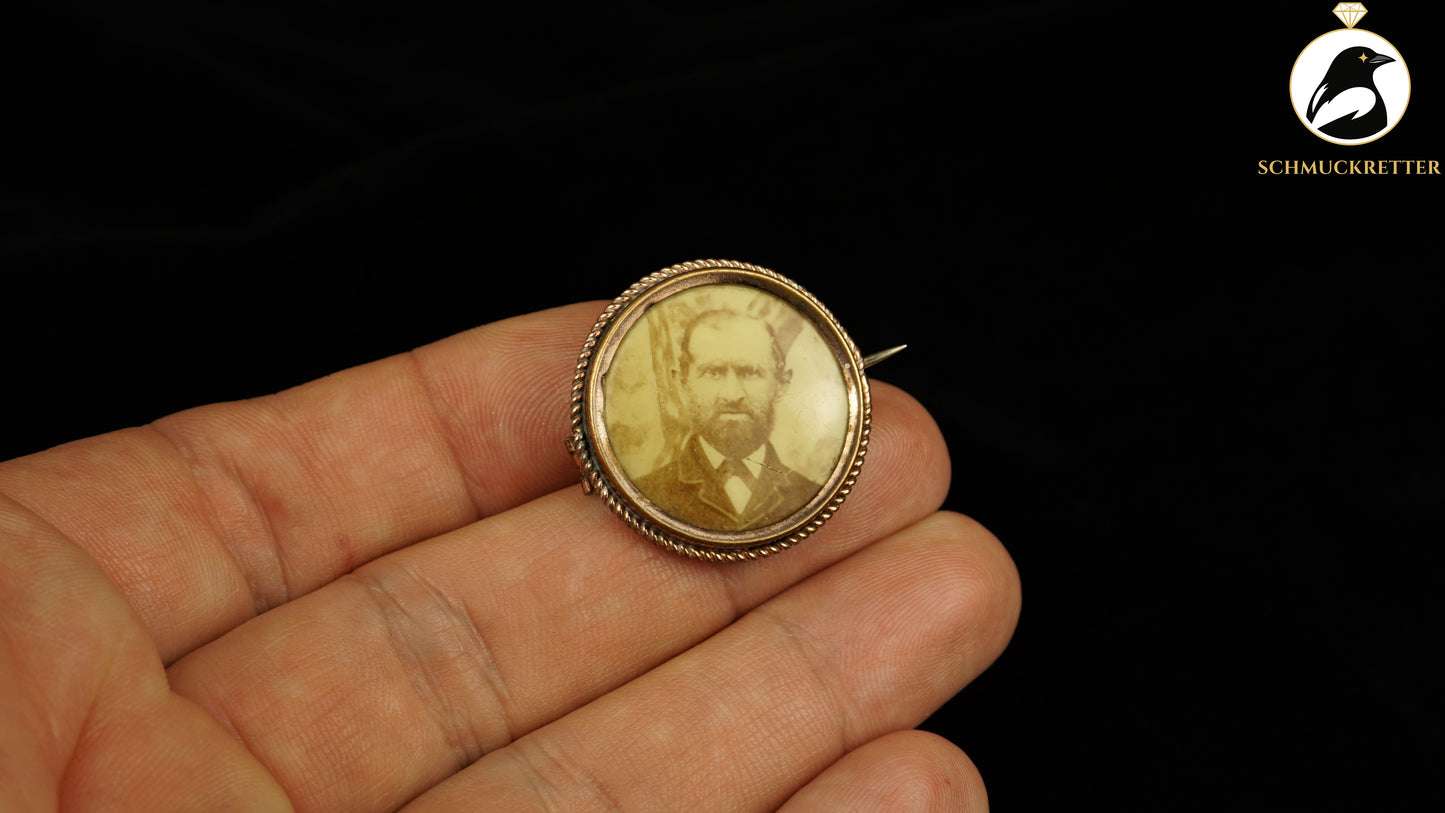 Antike Fotobrosche um 1900 – Jugendstil, Double Gold, SALE