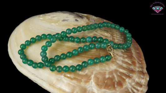 Kette aus Chrysopras, apfelgrün im Rundschliff - 925 Silber Verschluss