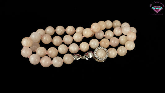 Collier aus Milky Morganit & weißer Topas, 925 Silber - verstellbar