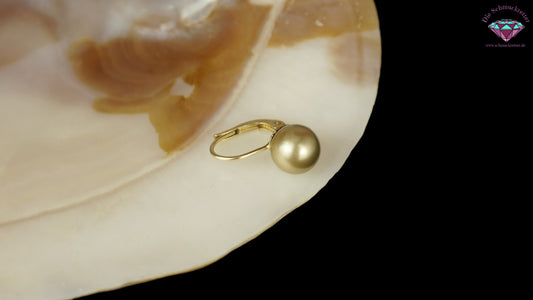 Einzelner 585 Gold Ohrringe mit Champagner-MK-Perle, SALE