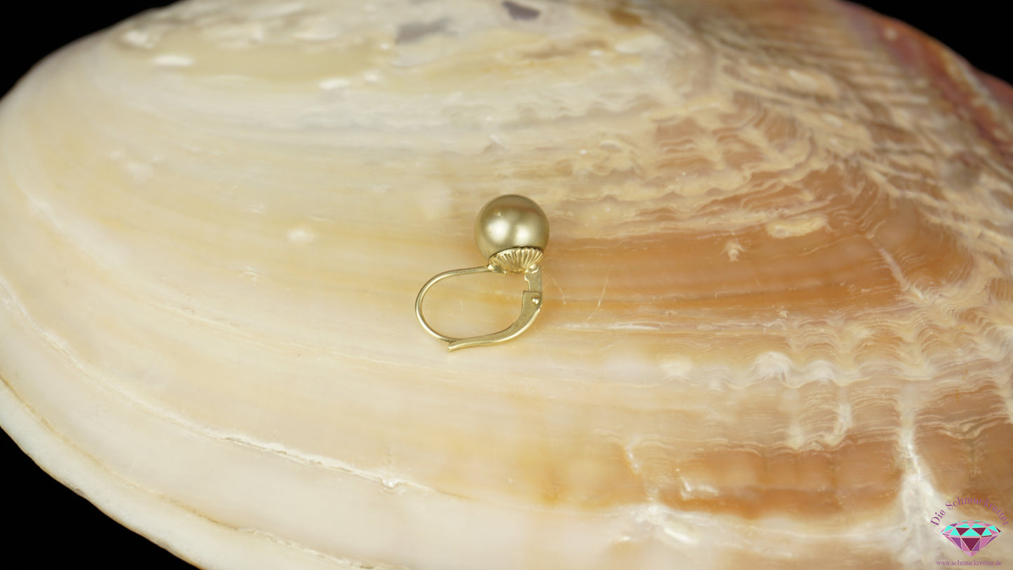 Einzelner 585 Gold Ohrringe mit Champagner-MK-Perle, SALE