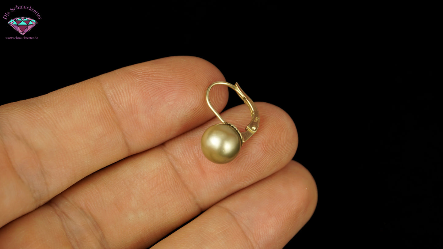 Einzelner 585 Gold Ohrringe mit Champagner-MK-Perle, SALE