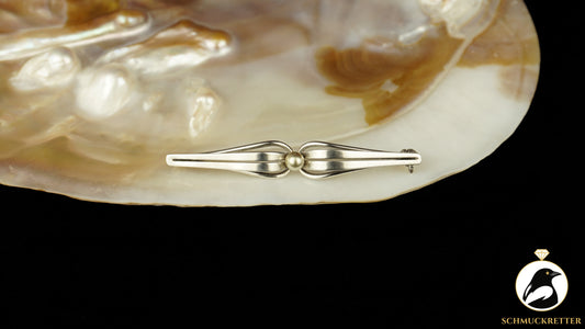 Vintage Brosche Mid Century – elegante Schleifenform silberfarben, SALE