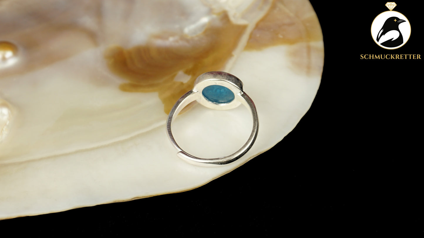 Apatit Ring aus 925 Silber, verstellbar