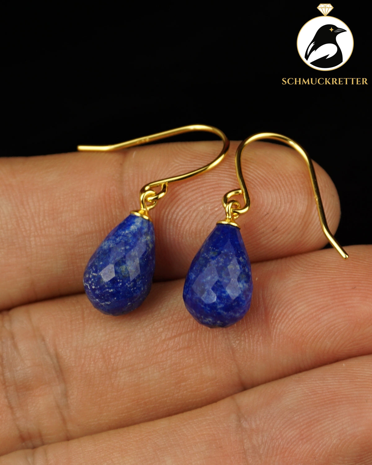 Facettierte Lapislazuli Ohrringe - vergoldetes 925 Silber