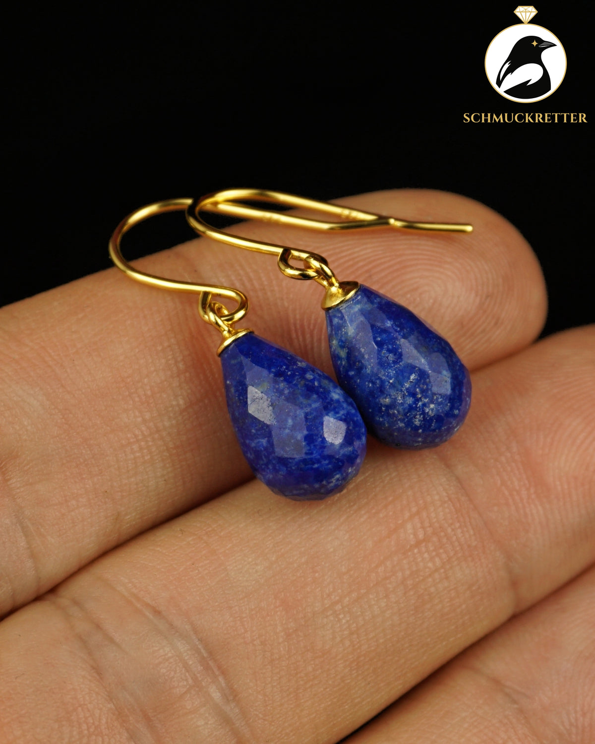 Facettierte Lapislazuli Ohrringe - vergoldetes 925 Silber