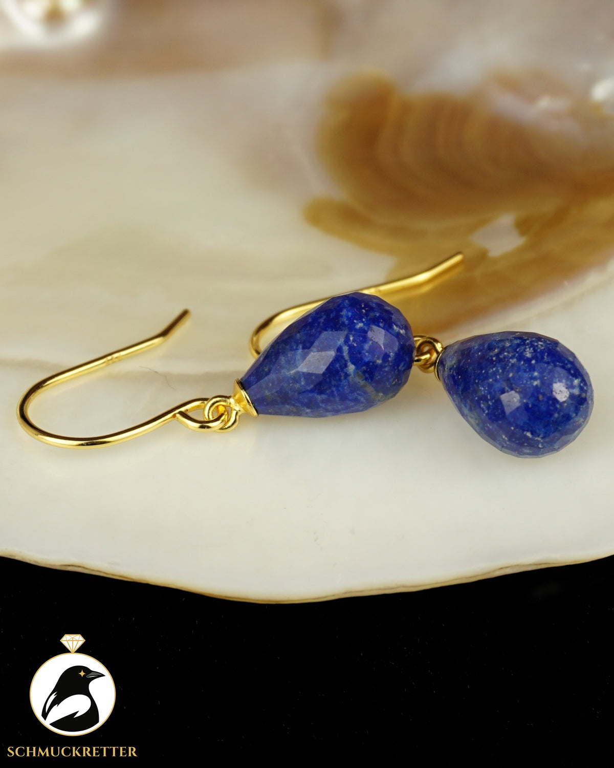 Facettierte Lapislazuli Ohrringe - vergoldetes 925 Silber