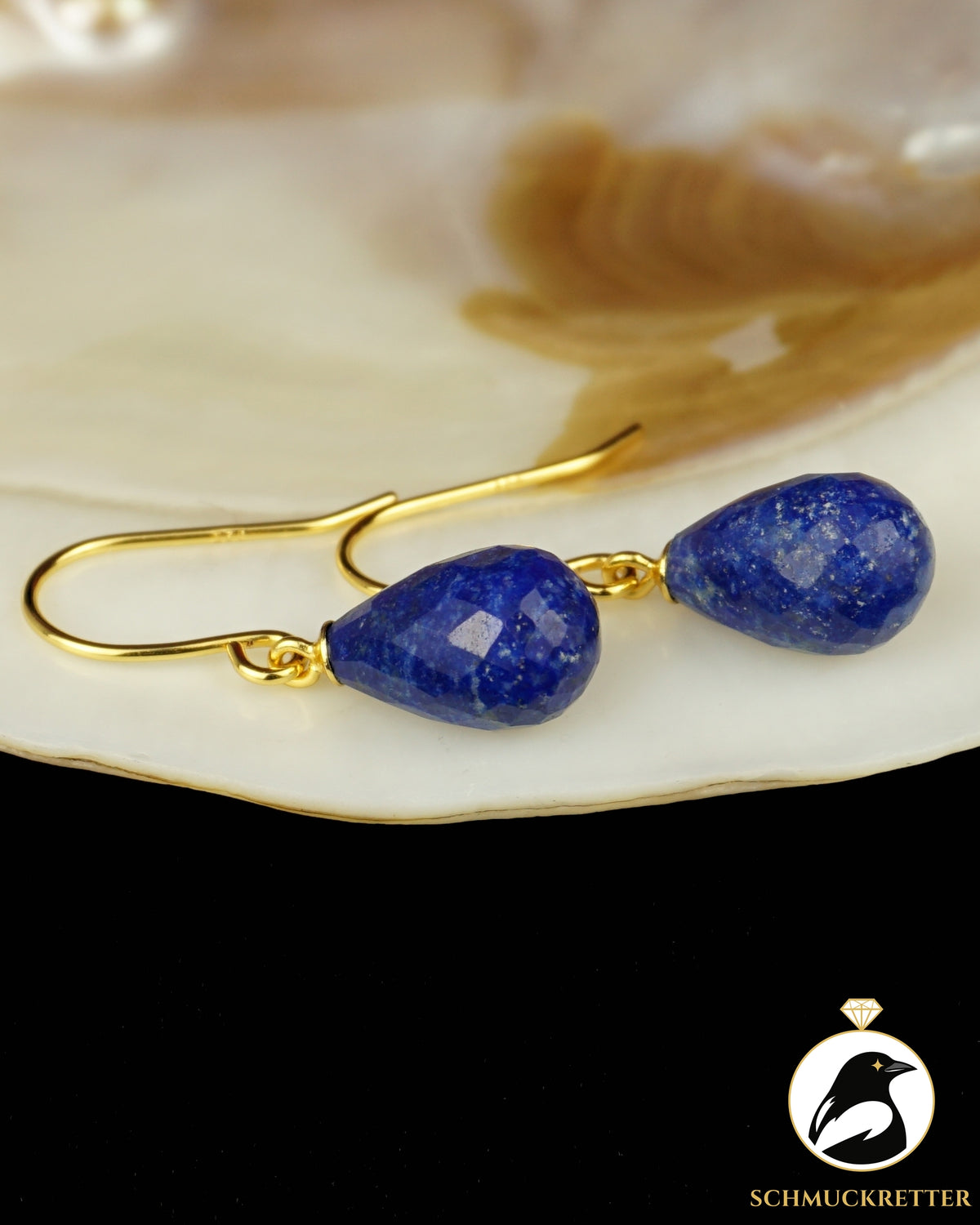 Facettierte Lapislazuli Ohrringe - vergoldetes 925 Silber