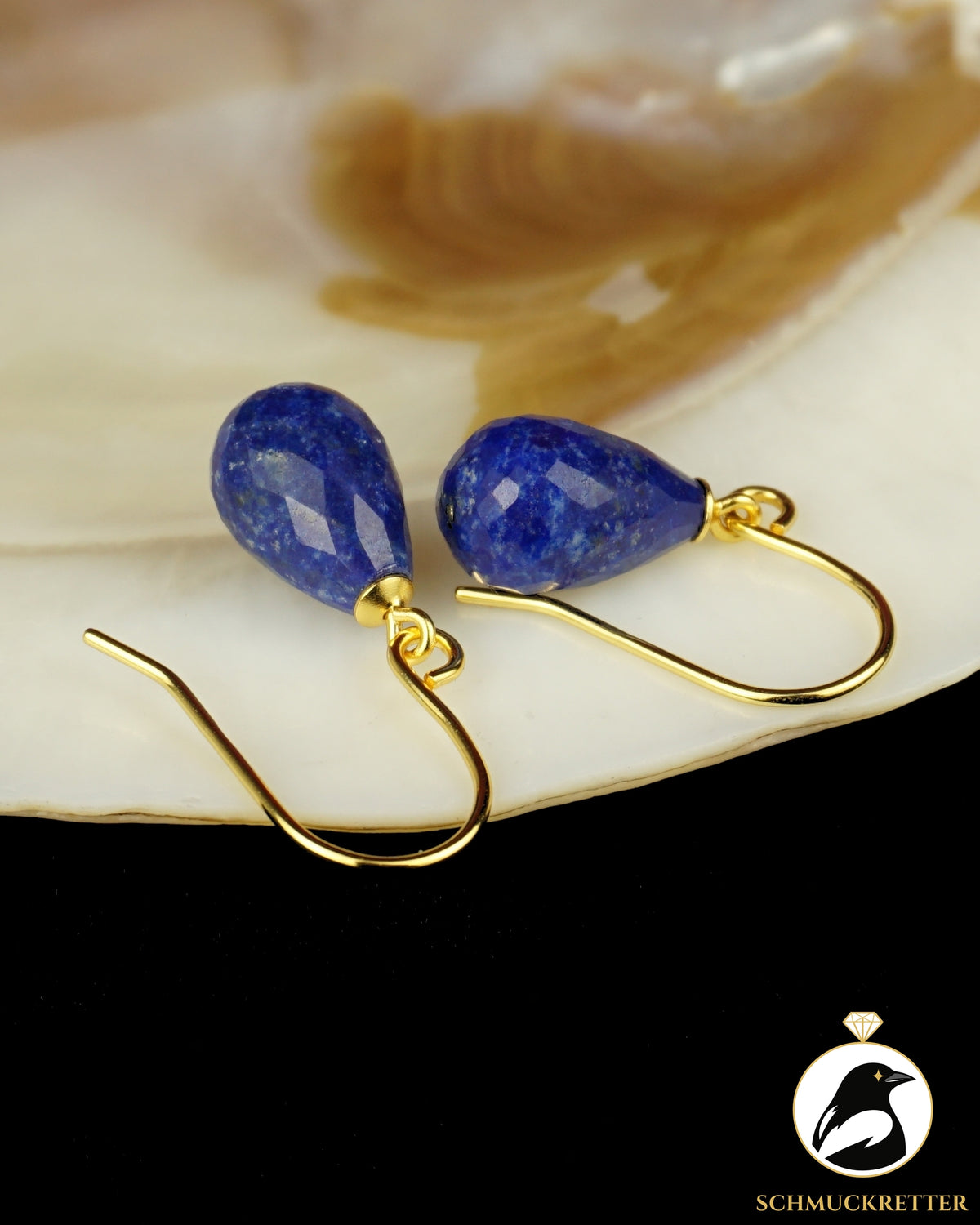Facettierte Lapislazuli Ohrringe - vergoldetes 925 Silber