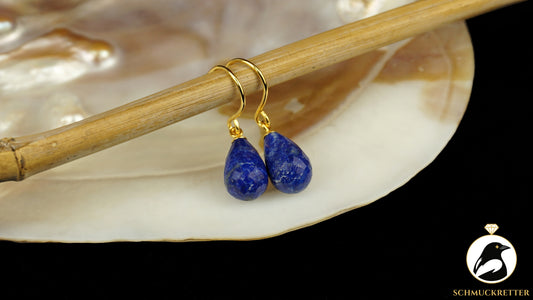 Facettierte Lapislazuli Ohrringe - vergoldetes 925 Silber