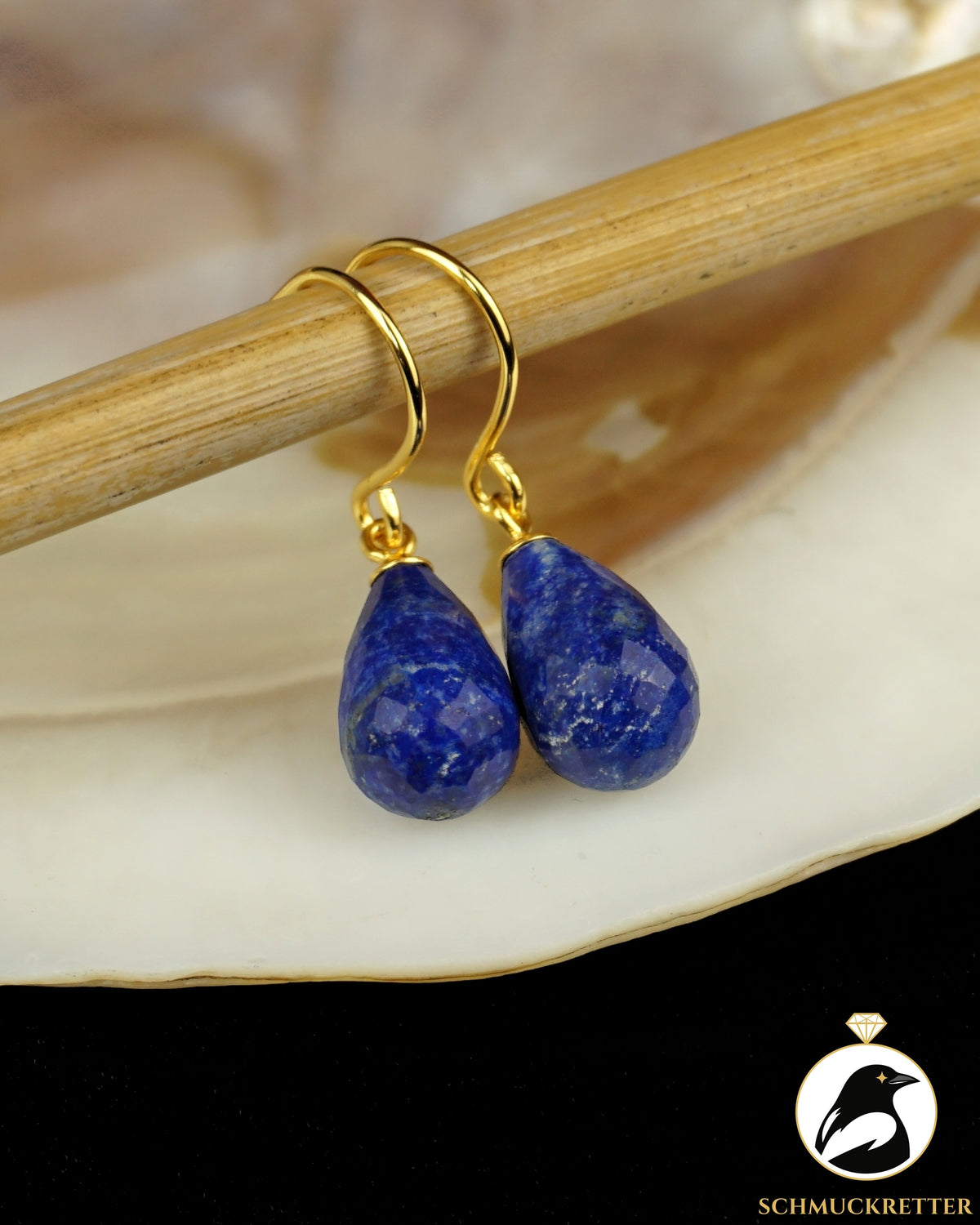 Facettierte Lapislazuli Ohrringe - vergoldetes 925 Silber