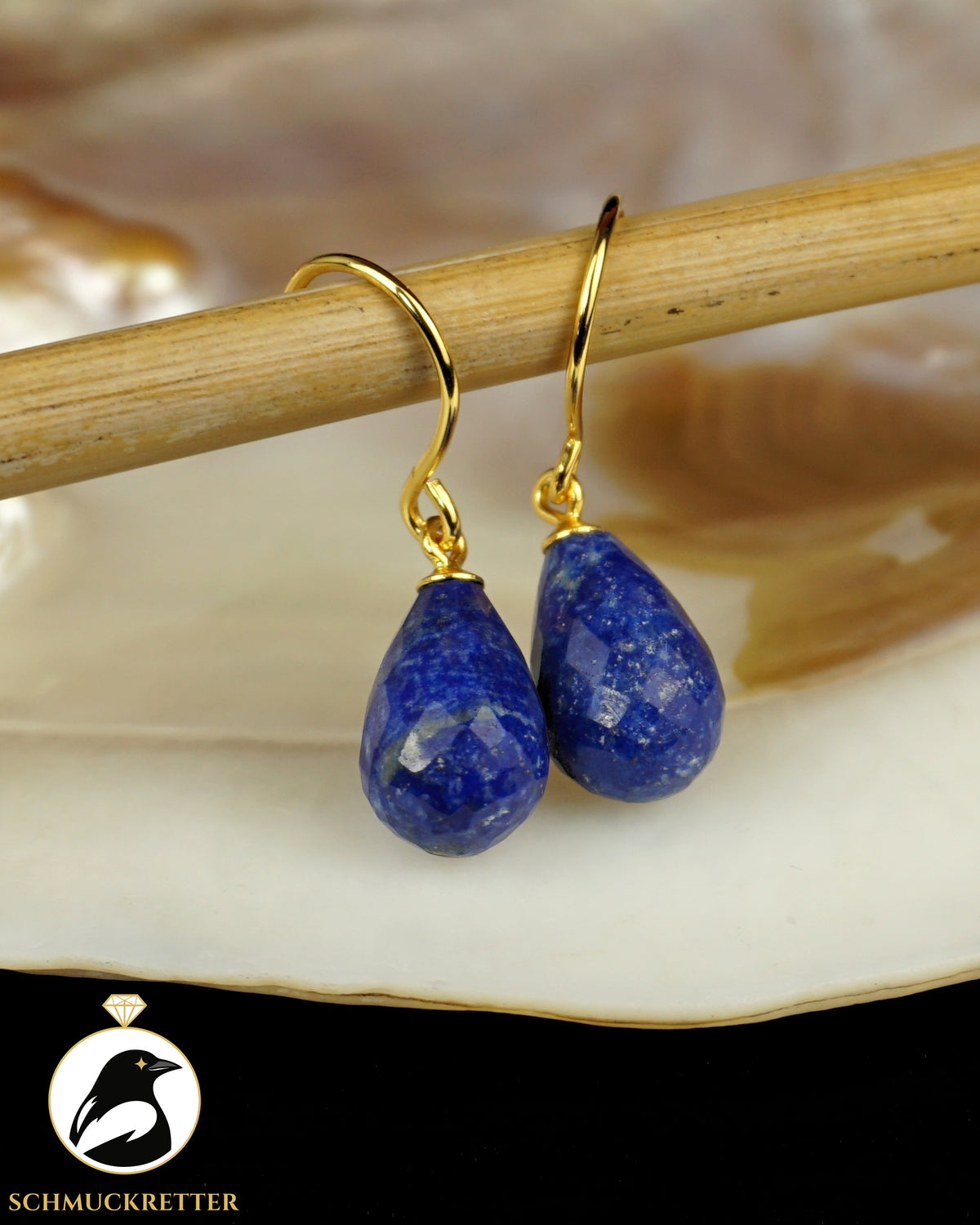 Facettierte Lapislazuli Ohrringe - vergoldetes 925 Silber