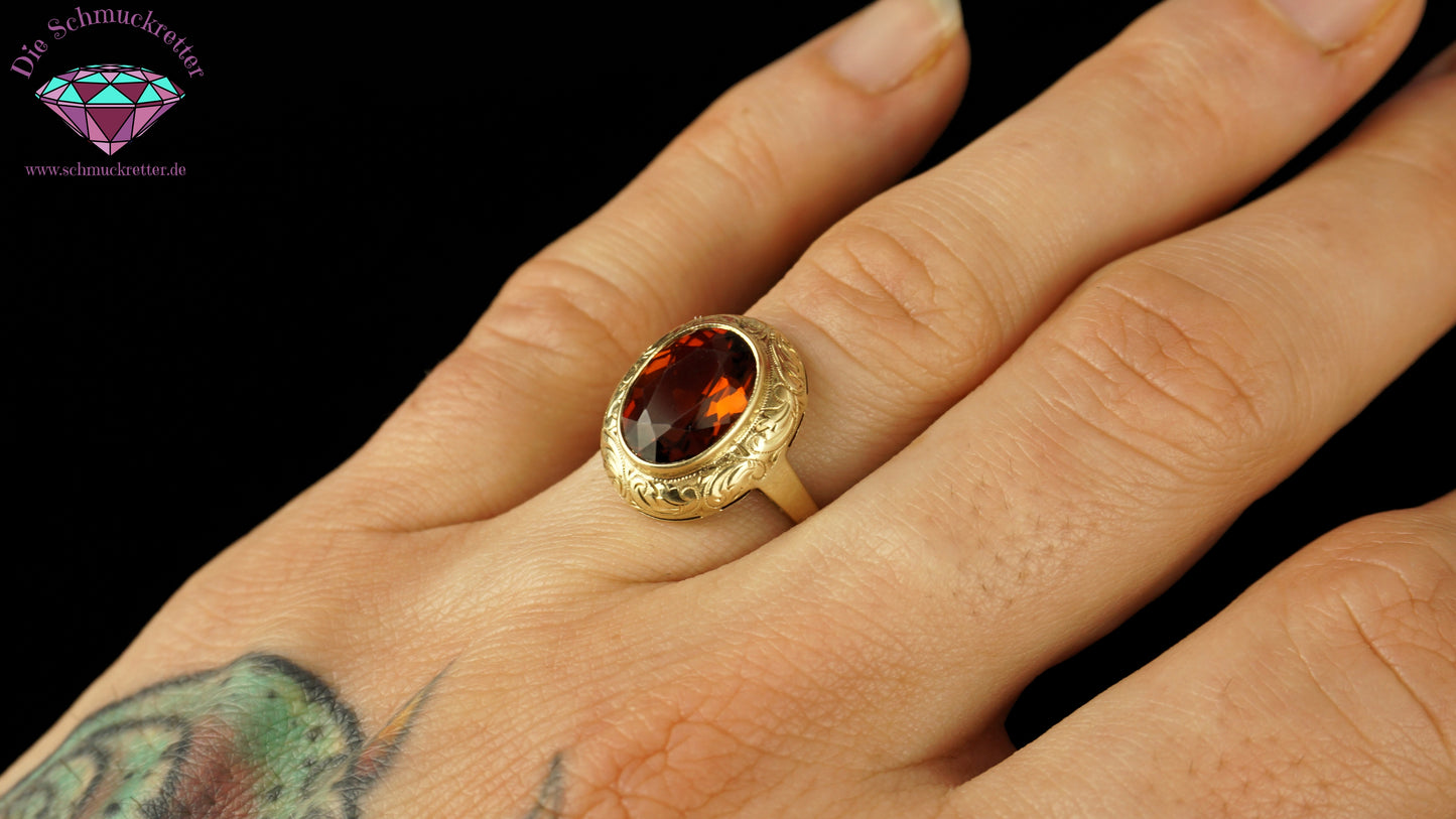 Madeira Citrin Ring aus 585 Gold - Vintage, Gr. 56