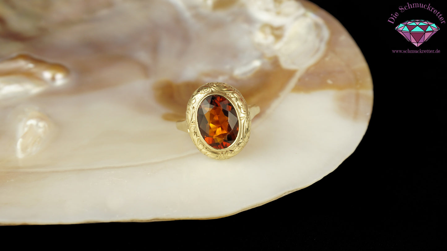 Madeira Citrin Ring aus 585 Gold - Vintage, Gr. 56