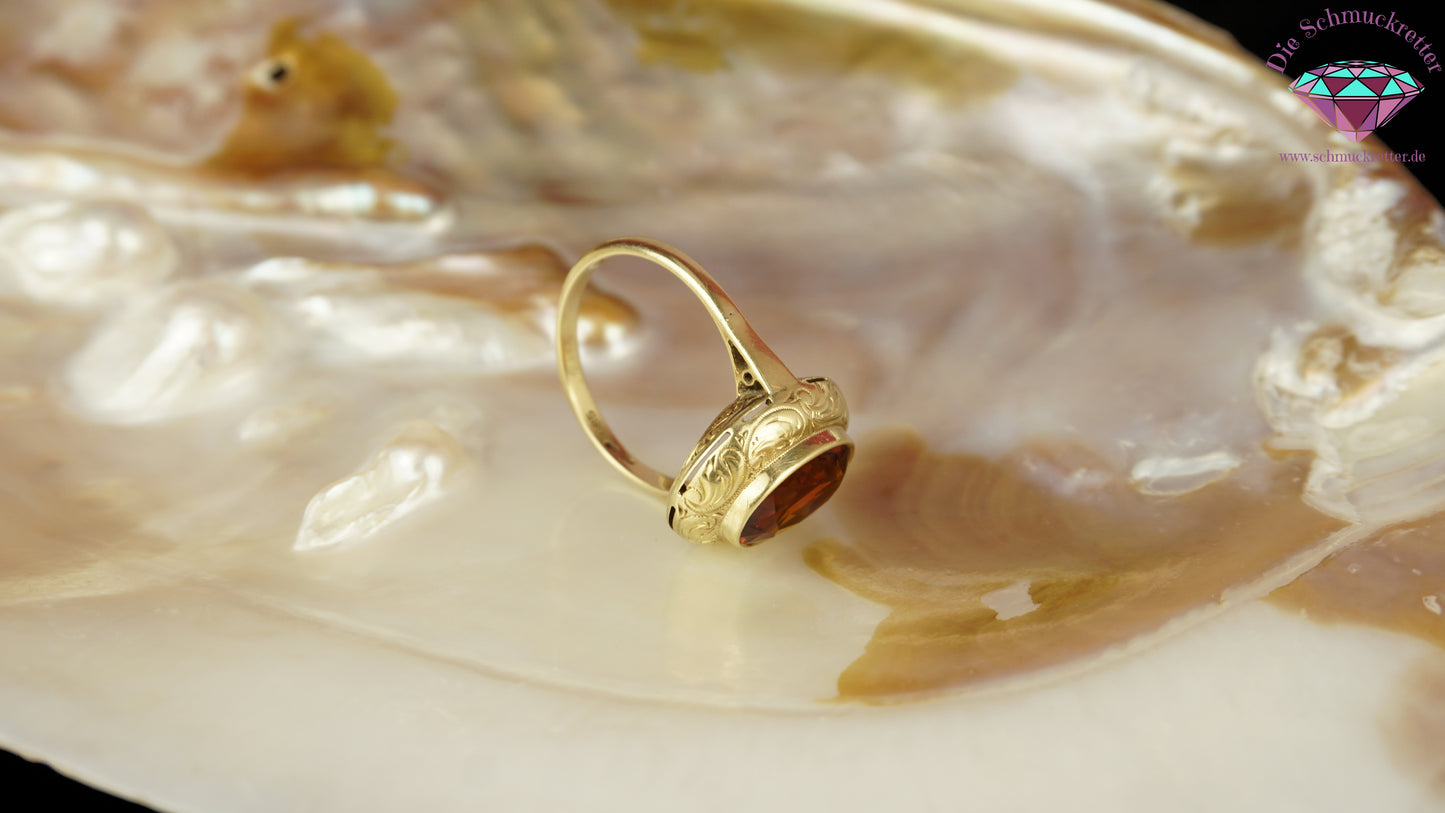 Madeira Citrin Ring aus 585 Gold - Vintage, Gr. 56