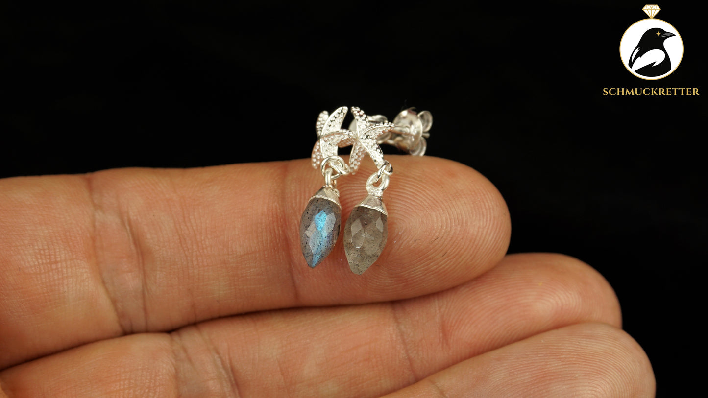 Seestern Ohrringe mit Labradorit - 925 Silber