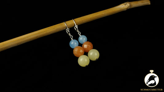 Ohrringe aus Achat, Aventurin & Serpentin - 925 Silber