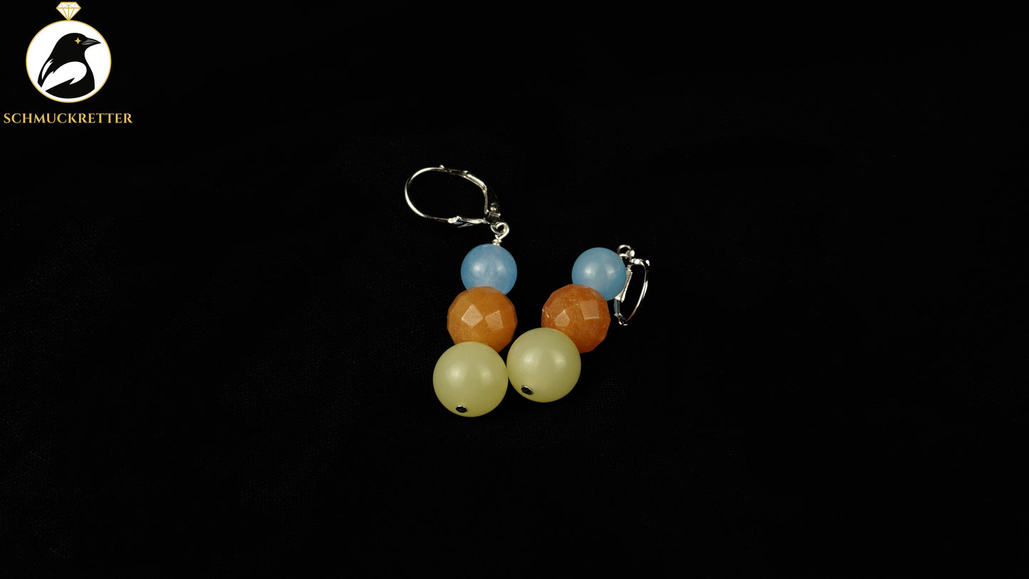 Ohrringe aus Achat, Aventurin & Serpentin - 925 Silber