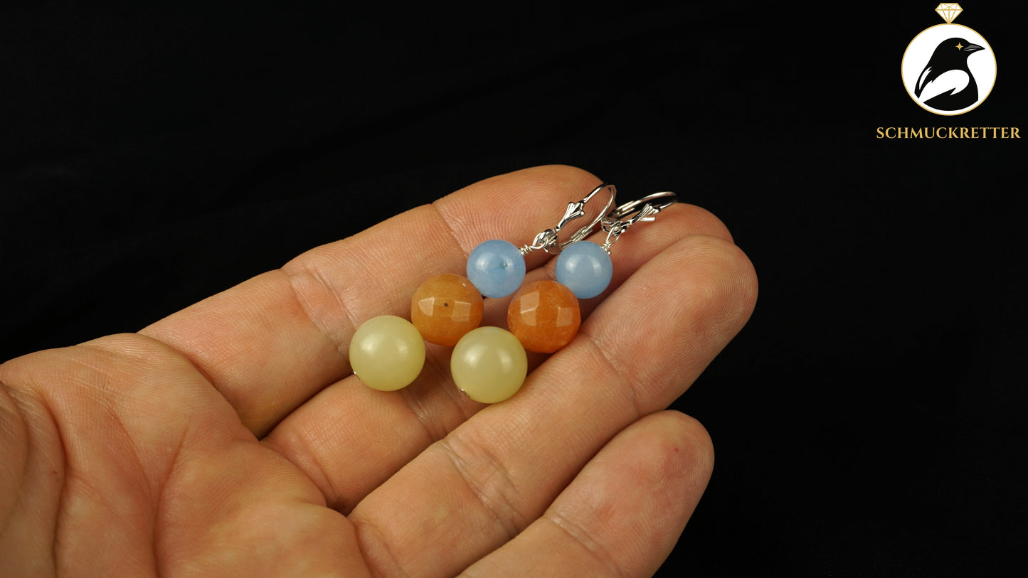 Ohrringe aus Achat, Aventurin & Serpentin - 925 Silber