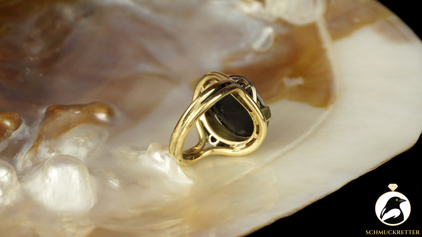 Exklusiver Opal Ring aus 585 Gold mit funkelnden Diamanten, Gr. 54