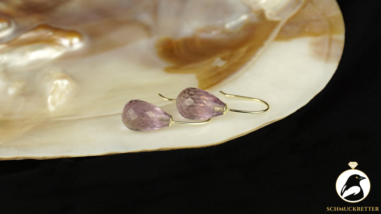 Facettierte Amethyst Ohrringe - 585 Gold