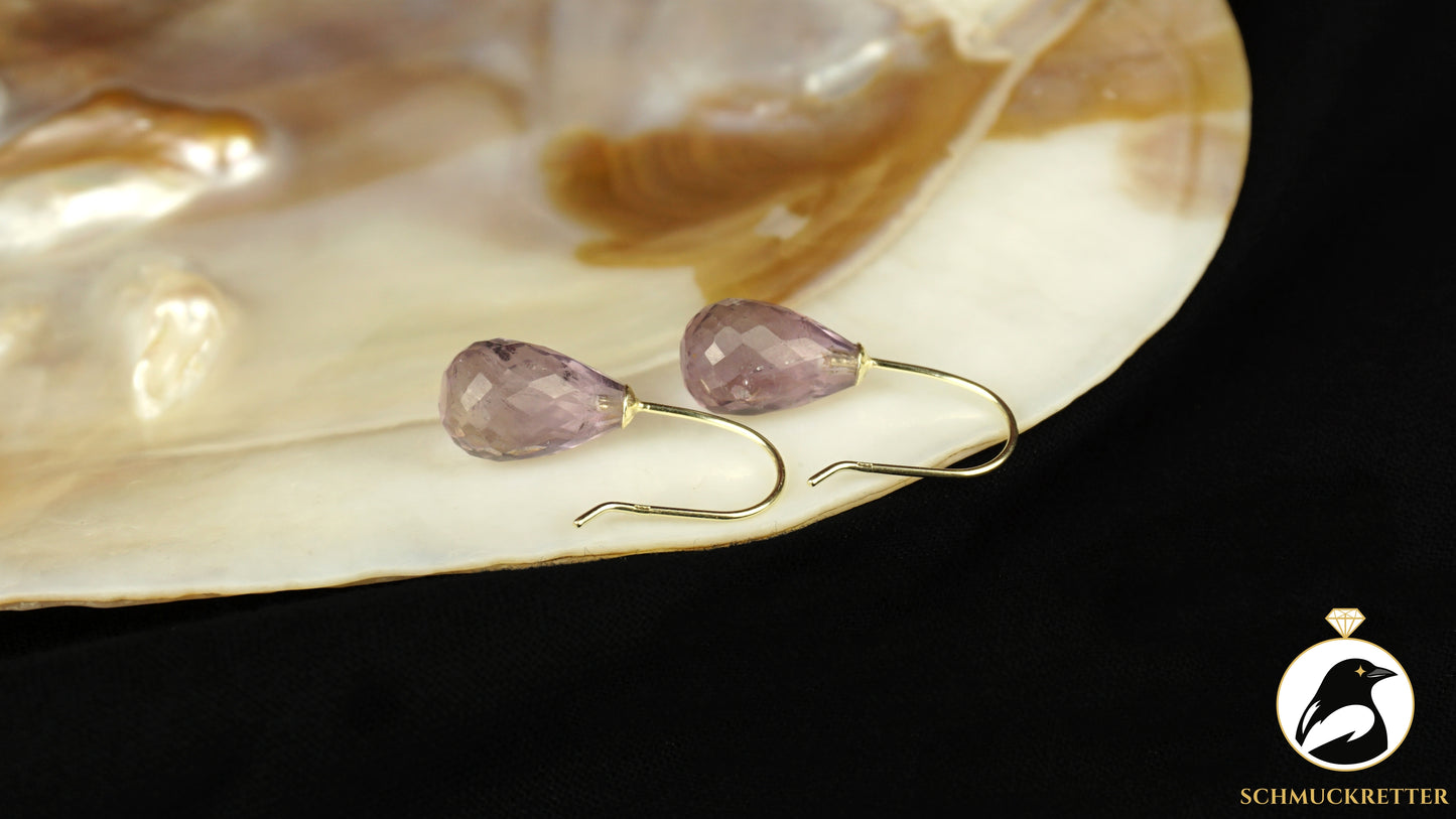 Facettierte Amethyst Ohrringe - 585 Gold