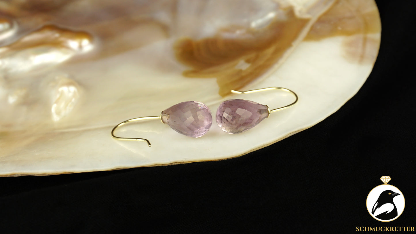 Facettierte Amethyst Ohrringe - 585 Gold