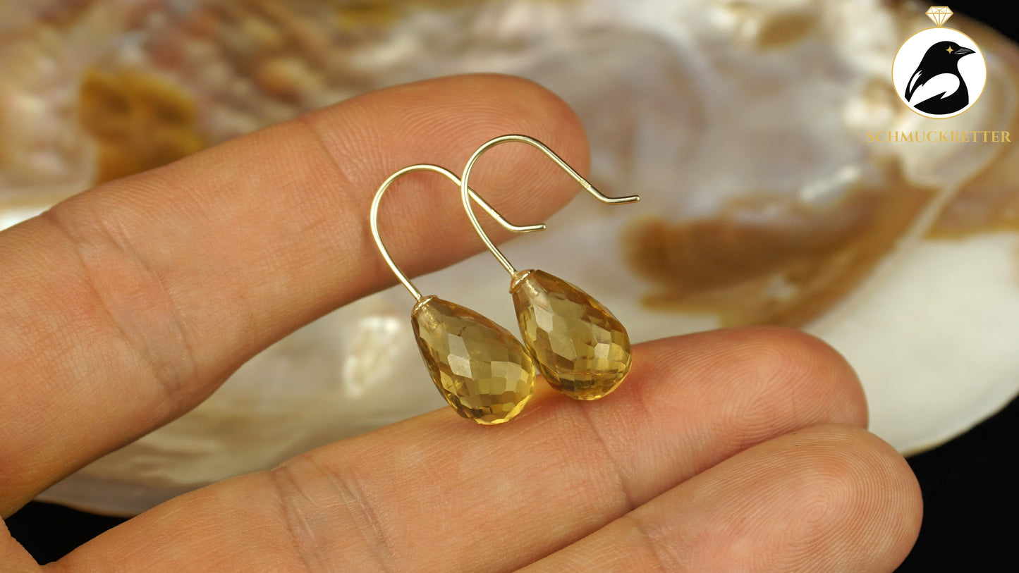 Facettierte Citrin Ohrringe - 585 Gold