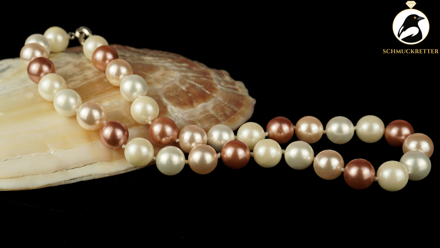 Mehrfarbige Muschelkernperlenkette - rosa, beere & weiß