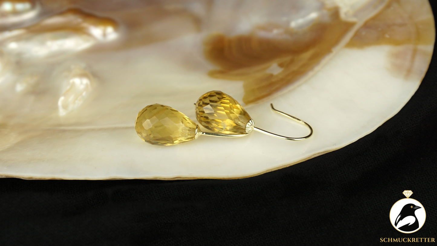 Facettierte Citrin Ohrringe - 585 Gold
