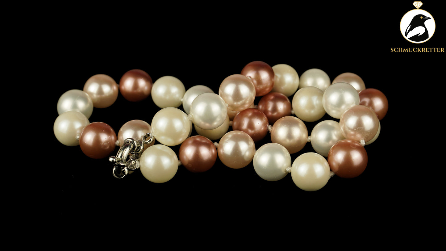 Mehrfarbige Muschelkernperlenkette - rosa, beere & weiß