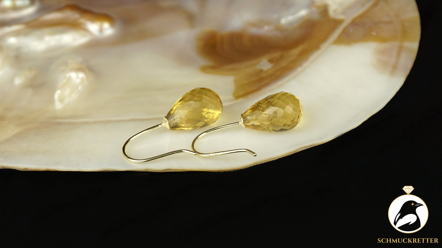 Facettierte Citrin Ohrringe - 585 Gold