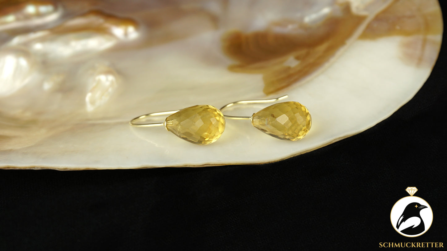 Facettierte Citrin Ohrringe - 585 Gold